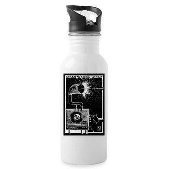 GOODBYE CRUEL WORLD - Vinyl and Gramophone - Water bottle with straw - white - Right