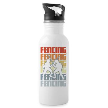 Retro Fechten - Trinkflasche mit integriertem Trinkhalm - Weiß - Rechts