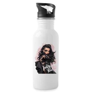 Goth Lady Judging You - Trinkflasche mit integriertem Trinkhalm - Weiß - Rechts