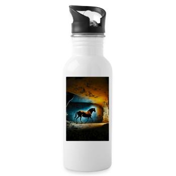 Prehistoric horse 01 - Water bottle with straw - white - Right