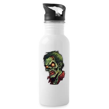 Cartoon zombie - Water bottle with straw - white - Right