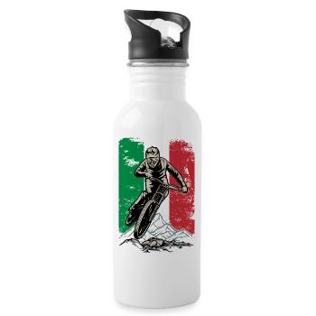 Italian Flag Mountain Biker - Water bottle with straw - white - Right