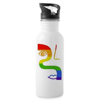Fashion Cute Vintage Style Trendy 90s Funny Vogue - Water bottle with straw - white - Right