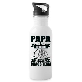 Vater Papa Familie Vatertag Sprüche - Trinkflasche mit integriertem Trinkhalm - Weiß - Rechts