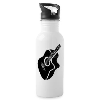 schwarze Gitarre - Trinkflasche mit integriertem Trinkhalm - Weiß - Rechts