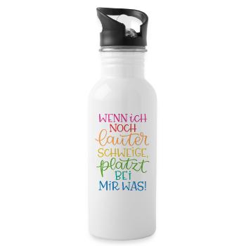 Lauter Schweigen Regenbogen - Trinkflasche mit integriertem Trinkhalm - Weiß - Rechts