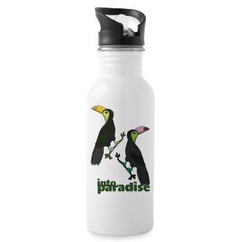Tukan Into Paradise - Water bottle with straw - white - Right