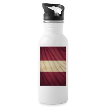 Flagge "Lettland" - Trinkflasche mit integriertem Trinkhalm - Weiß - Rechts