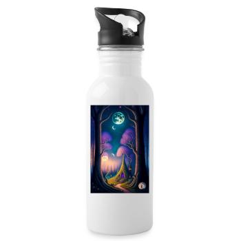 Magisches Paradis - Trinkflasche mit integriertem Trinkhalm - Weiß - Rechts
