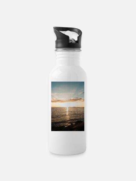 ocean - Water bottle with straw - white