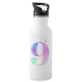 9th anniversary rainbow - Water bottle with straw - white - Right