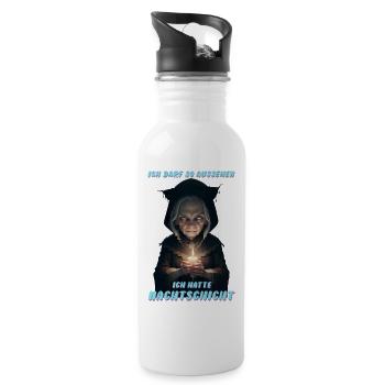 Ich darf so aussehen - Trinkflasche mit integriertem Trinkhalm - Weiß - Rechts