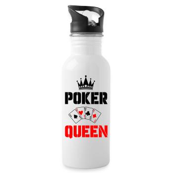 poker queen - Trinkflasche mit integriertem Trinkhalm - Weiß - Rechts