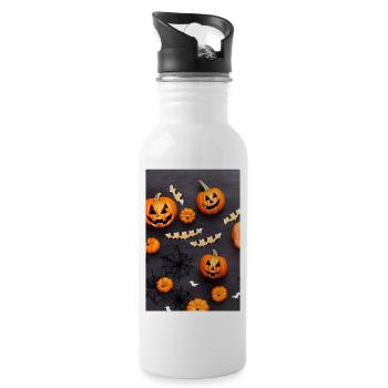 Halloween pumpkin - Water bottle with straw - white - Right