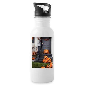 Halloween pumpkin - Water bottle with straw - white - Right