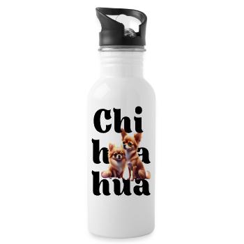 Chihuahua best friends Schriftzug and Accessoires - Trinkflasche mit integriertem Trinkhalm - Weiß - Rechts
