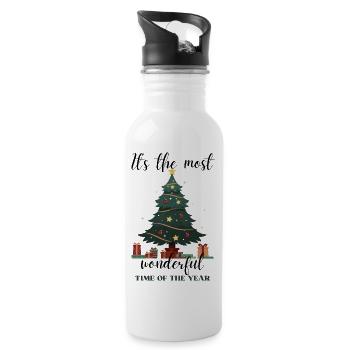 Weihnachten - Trinkflasche mit integriertem Trinkhalm - Weiß - Rechts