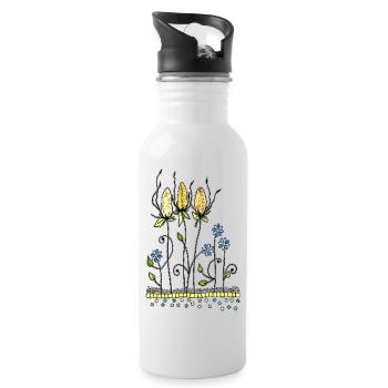 Fleur - Gourde avec paille intégrée - blanc - Droite