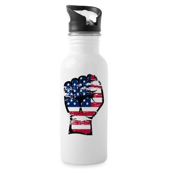 Drapeau des États-Unis Poing Main Symbole utilisé - Gourde avec paille intégrée - blanc - Droite