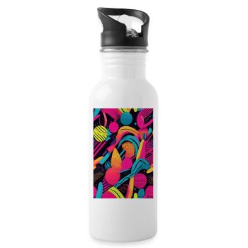 Modern Abstract Pattern - Water bottle with straw - white - Right