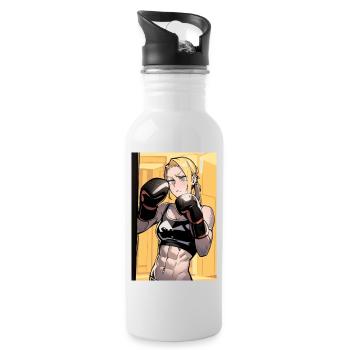 Boxer-Poster - Trinkflasche mit integriertem Trinkhalm - Weiß - Rechts