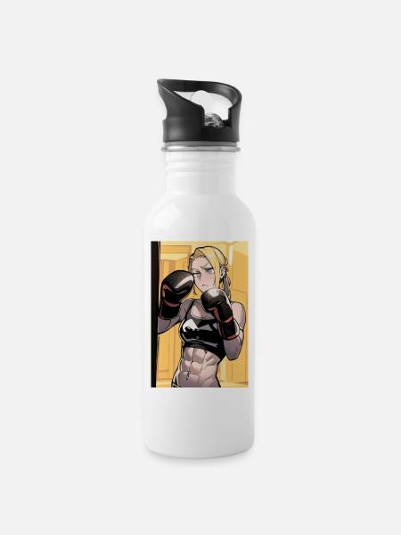 Boxer poster - Water bottle with straw - white