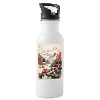 China - Trinkflasche mit integriertem Trinkhalm - Weiß - Rechts