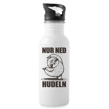 Faultier Dialekt Nur ned hudeln - Trinkflasche mit integriertem Trinkhalm - Weiß - Rechts
