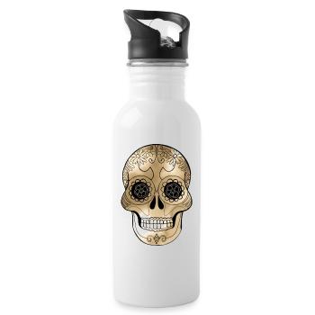 Skull v.2 Gold - Water bottle with straw - white - Right
