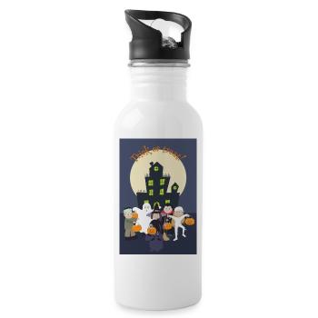 Kids in Halloween costume - Water bottle with straw - white - Right