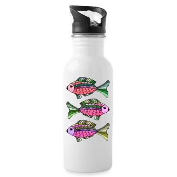 Poissons - Gourde avec paille intégrée - blanc - Droite