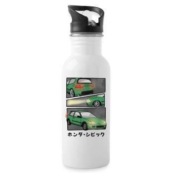 BANDE DESSINÉE DE VOITURE / HATCHBACK - Gourde avec paille intégrée - blanc - Droite