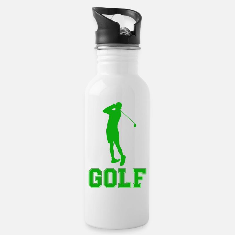 golf - Trinkflasche mit integriertem Trinkhalm - Weiß