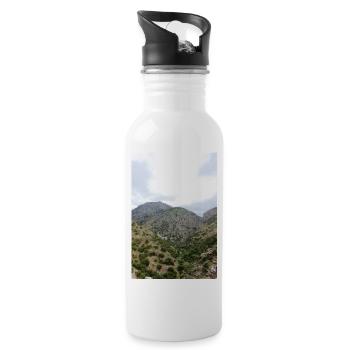 Mountain Mountains Mountain Landscape Poster - Water bottle with straw - white - Right