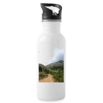 Mountain Mountains Mountain Landscape Poster - Water bottle with straw - white - Right