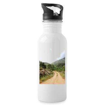 Berg Berge Berglandschaft Poster - Trinkflasche mit integriertem Trinkhalm - Weiß - Rechts