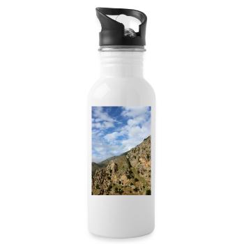 Berg Berge Berglandschaft Poster - Trinkflasche mit integriertem Trinkhalm - Weiß - Rechts