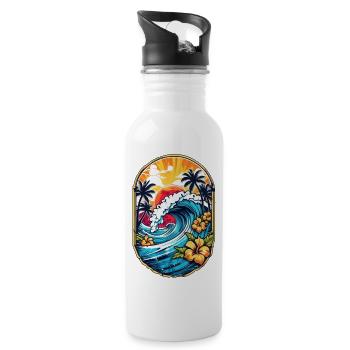Surf Wave & Hawaii - Water bottle with straw - white - Right