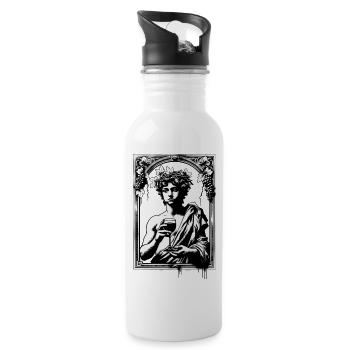 Bacchus trinkt heimlich Bier - Trinkflasche mit integriertem Trinkhalm - Weiß - Rechts