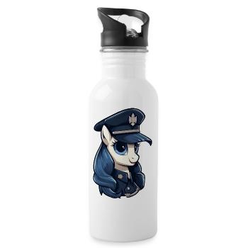 Pony Polizistin - Trinkflasche mit integriertem Trinkhalm - Weiß - Rechts