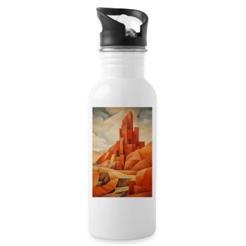 Wüstenlandschaft, Wüstendorf - Trinkflasche mit integriertem Trinkhalm - Weiß - Rechts