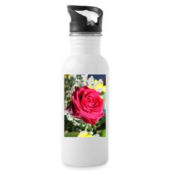 Rose - Gourde avec paille intégrée - blanc - Droite