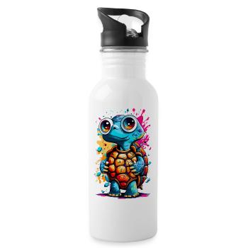 Turtle Colorful - Cool Turtle Reptile - Water bottle with straw - white - Right