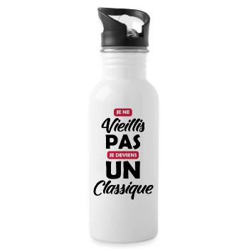 Je ne vieillis pas / je suis vintage - Gourde avec paille intégrée - blanc - Droite