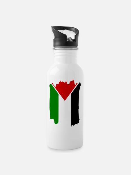 free palestine - Water bottle with straw - white