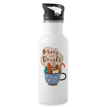 Merry and Bright Mug Noël - Gourde avec paille intégrée - blanc - Droite