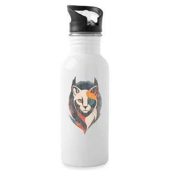 For Cat Fans Cat Art - Water bottle with straw - white - Right