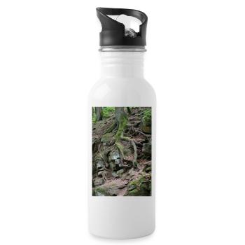 Réseau racinaire dans la forêt rocheuse - Gourde avec paille intégrée - blanc - Droite
