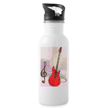 Gitarre - Trinkflasche mit integriertem Trinkhalm - Weiß - Rechts