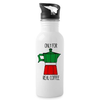 only for real coffee - nur für guten Kaffee - Trinkflasche mit integriertem Trinkhalm - Weiß - Rechts